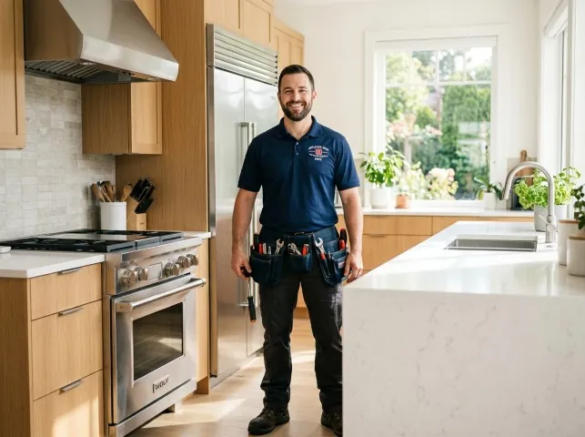 Appliance Repair Hero technician in a Ashton, IL kitchen after an appliance repair